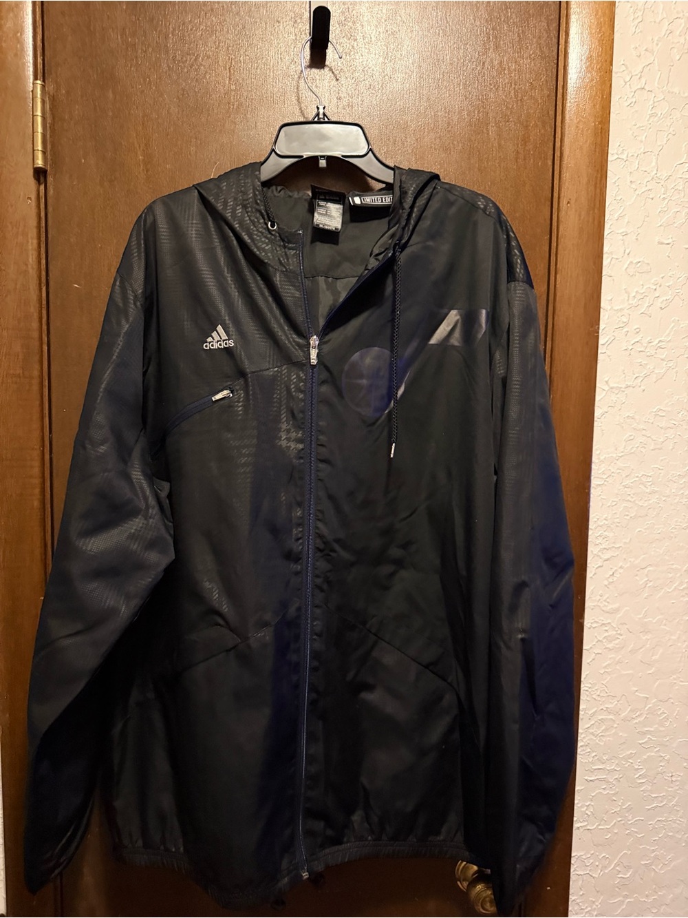 Adidas Men’s Black Lightweight Utah Jazz Hooded Jacket - Limited Edition
